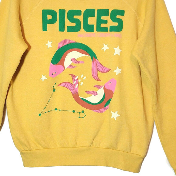 Anthropologie Midnight Rider The Carolita Zodiac Pisces Sweatshirt Yellow Gold M - Picture 4 of 15